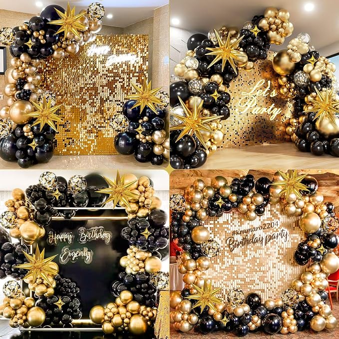Black and Gold Balloon Arch Kit 117 PCS, and Gold Confetti Balloons, Party - Image 3