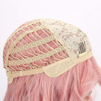 FAELBATY Light Pink Wigs For Women Curly Wavy Synthetic Women Girl's Wig Pure Pastel Cosplay Costume Halloween Wigs (14" Light Pink)
