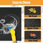 Extra Large Heat Resistant Mat for Countertop, 24 x 48in Fireproof Silicone Mats for Kitchen Counter, Easy to Clean Countertop Protector Mat for Air Fryer, Coffee Maker, Toaster, Oven, Black