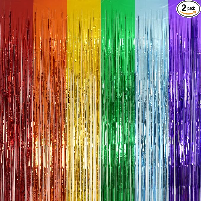 Rainbow Foil Fringe Curtains by GREATRIL
