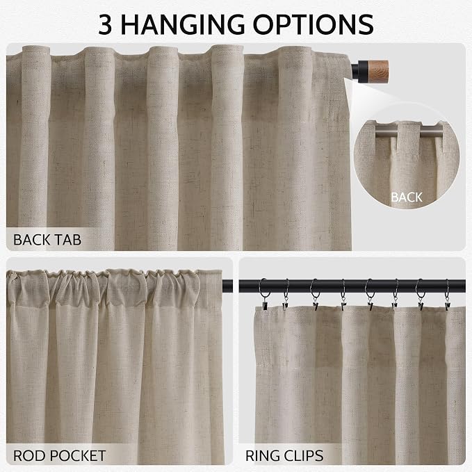 Cobblestone Linen Curtains 132 Inch Length - Image 2