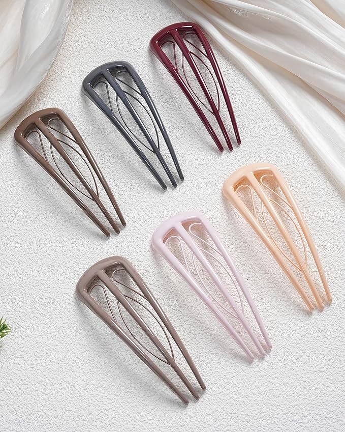 6 PCS French Hair Pins for Women, U-Shaped Hair Forks Stick for Bun Updo Chignons & French Twists, Strong Hold 3 Internal Teeth Hair Chopsticks Styling Accessories
