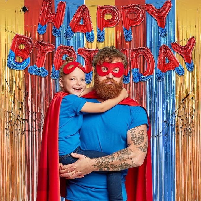Gold Red Blue Party Backdrop - Image 3