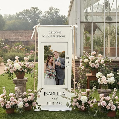 Wedding Welcome Sign Linen Fabric Personalized - Image 5