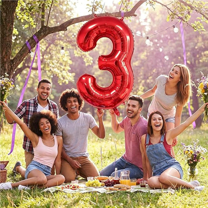 Number Balloons Red Party Balloon - Image 6