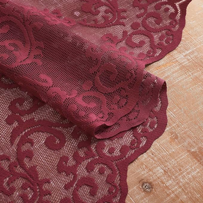 FOLKSIDE Burgundy Lace Curtains - Image 6