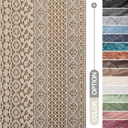 WAZZIO Boho Lace Curtains 96 Inches 2 Panel, Light Filtering Privacy Tassel & - Image 10