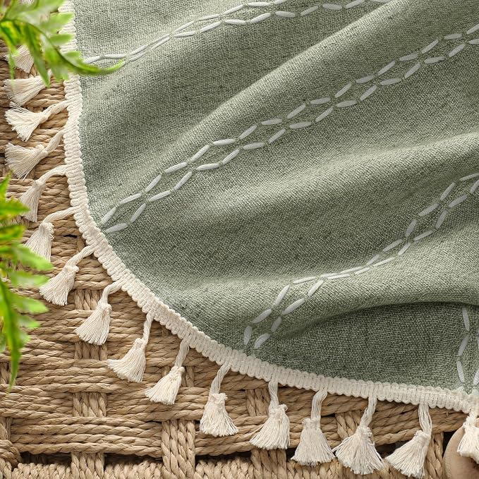 Green 100% Boho Blackout Curtains 84 Inch 2 Panels - Image 4