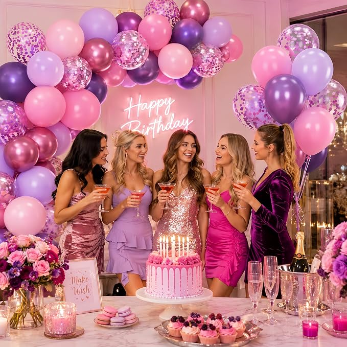 Pink and Purple Balloons, 12 Inch Pastel Purple and Pink Balloons Metallic Baby - Image 6