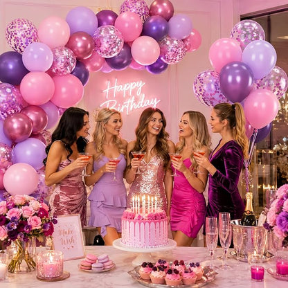 Pink and Purple Balloons, 12 Inch Pastel Purple and Pink Balloons Metallic Baby - Image 6