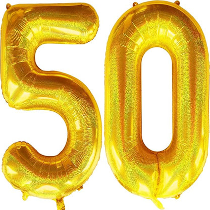 Jonhamwelbor 40 Inch Laser Gold 50 Balloon Number Foil Mylar Giant Balloon by Jonhamwelbor