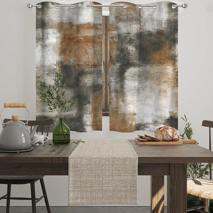 Asuexpect Abstract Kitchen Curtains 2 Panels Abstract Rust Curtain Room - Image 5