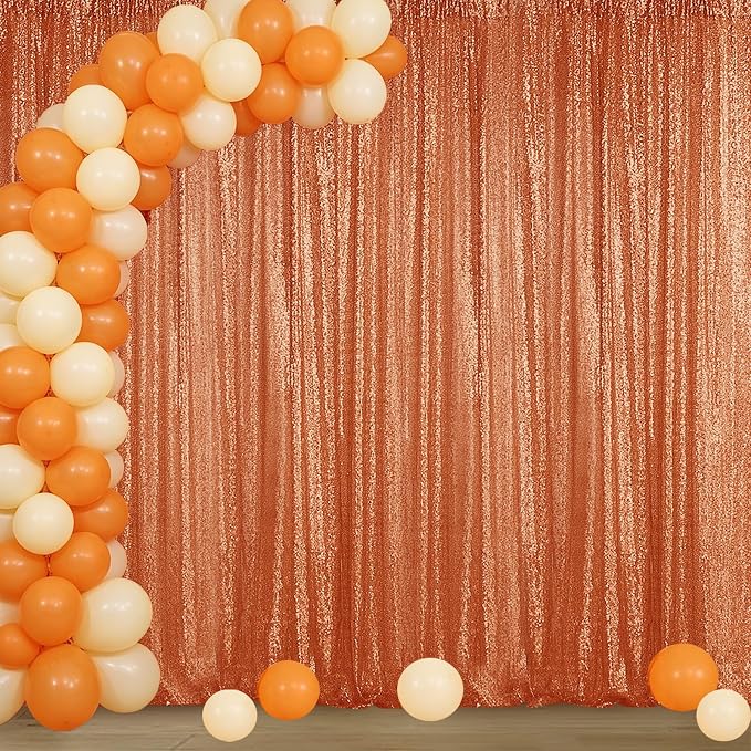 Sugargirl Orange Sequin Backdrop Curtain 4FTx8FT Glitter Orange Background by Sugargirl