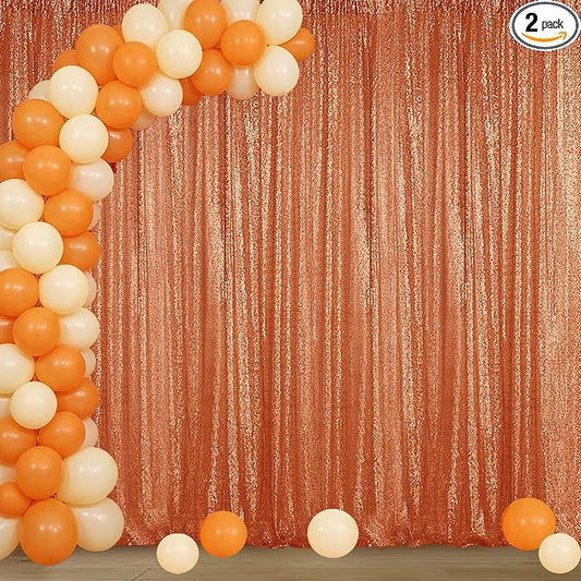 Sugargirl Orange Sequin Backdrop Curtain 4FTx8FT Glitter Orange Background by Sugargirl