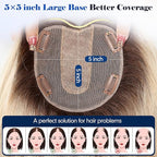 HAIRCUBE Hair Toppers For Women With Thinning 5"*5" Large Base Real Hair Toppers For Women, 14 Inch For Hand-Woven, 60g, Silk, Natural, realistic, Use Daily, Hairloss, Blonde Mixed Brown, No Bangs