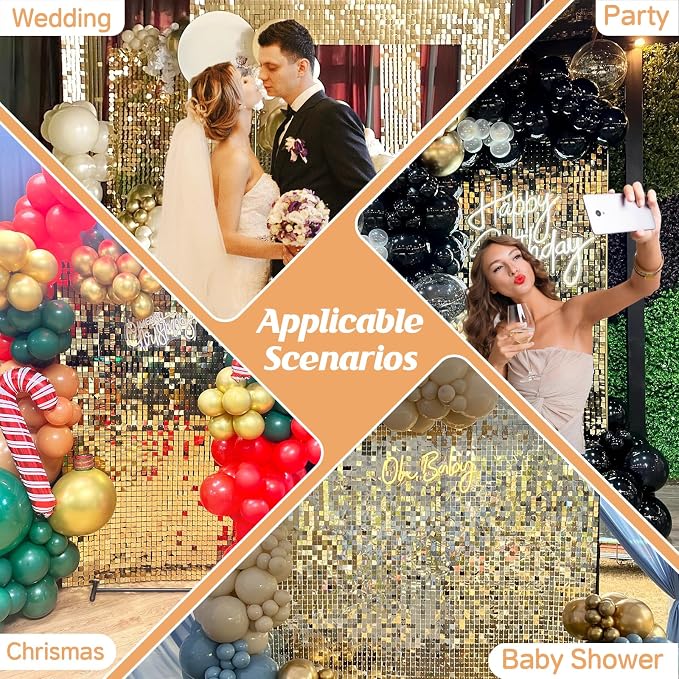 4x6 FT Light Gold Shimmer Wall Backdrop, Glitter Bling Photo Backdrop - Image 6