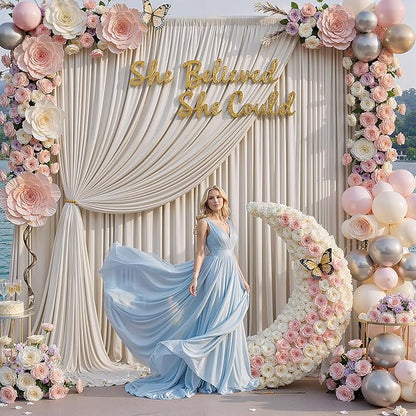 30×12ft Wrinkle Free Beige Backdrop Curtain - Image 3