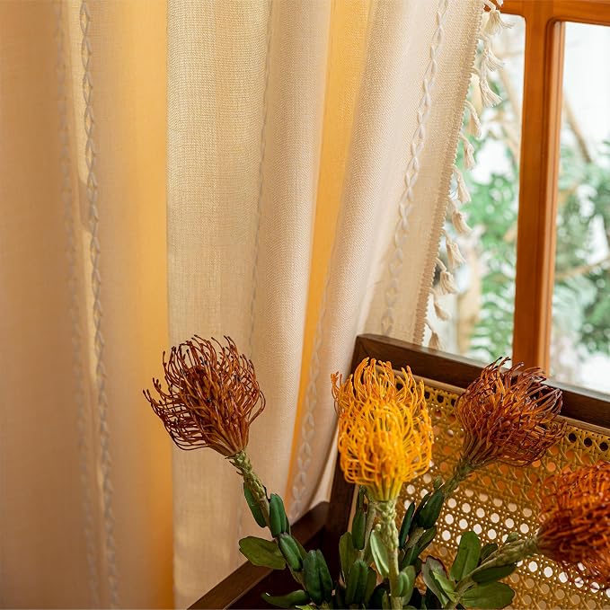 Sutuo Home Champagne Boho Farmhouse Curtains - Image 6