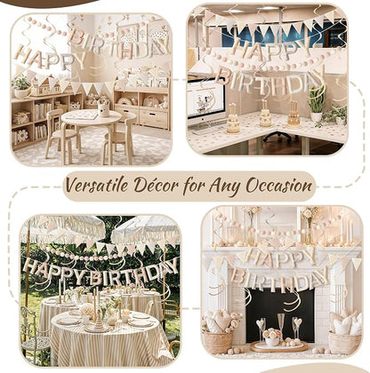 Kriyokiaa Retro Neutral Happy Birthday Banner Set, Neutral Decor | Retro - Image 7