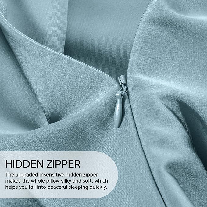 INFIIXSO Mulberry Silk Pillow Cases King Size Set of 2, Silk Pillowcase with Hidden Zipper 20"x36", Extraordinary Smooth and Soft Pillow Case for Hair and Skin(Airy Blue, 2 Pack)
