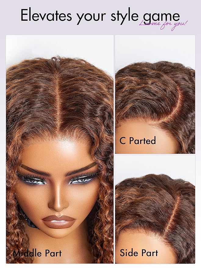 LUVME HAIR 18 Inch Deep Wave Medium Copper Brown Glueless Human Hair Wig Pre Plucked Precut 5x5 Lace Front Wigs