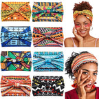 Yeshan Women's Wide Boho Knotted Non-Slip Turban Headwraps - Stretchy Bandeau Hair Bands for Sports, Yoga, Workouts, Pack of 8