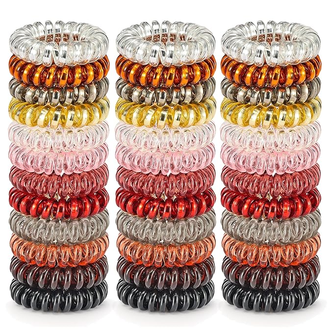 20 Pcs Spiral No Crease Coil Phone Cord Hair Ties for Thick Hair - Women Ponytail Holder Elastics