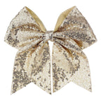Large Glitter Cheer Bows Clips, Jumbo Big 7 Inch Cheerleading Sequin Hair Bow Hair Accessories for Teens Girls Football Sports Cheerleader Outfit Uniform (Gold)