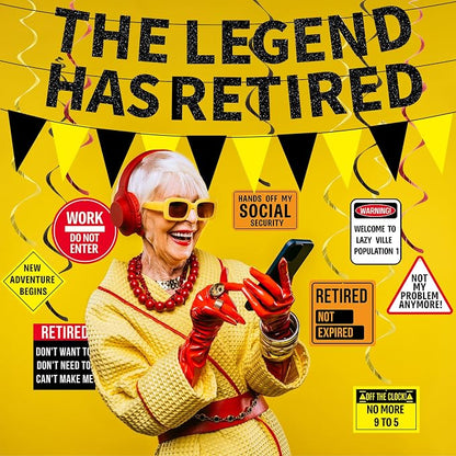 Roetyce Retirement Party Decorations, Caution Legend Has Retired Banner | Black - Image 8