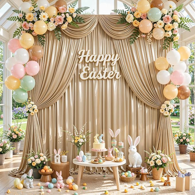 10x10ft Champagne Gold Glitter Backdrop Curtain - Image 7