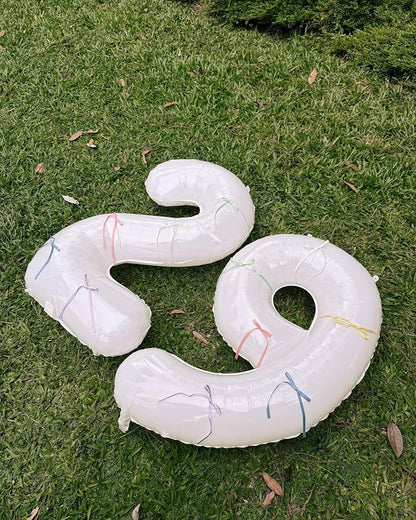 4 Balloon - White Birthday Number Balloons, 40 Inch Decorations Men Women | - Image 2