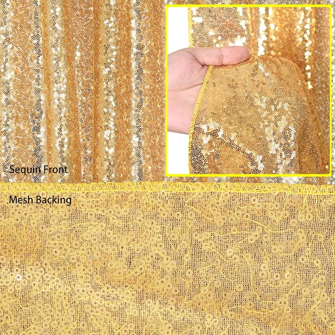 Gold Sequin Backdrop Curtains 2 Pcs 5ftx8ft Sparkle Backdrop Drapes | Glitter - Image 4