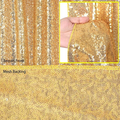 Gold Sequin Backdrop Curtains 2 Pcs 3.3ftx8ft Sparkle Backdrop Fabric | Glitter - Image 6