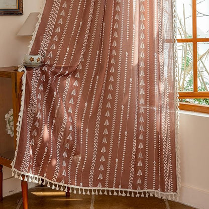 Boho Terracotta Curtains 63 Inch Length - Image 4