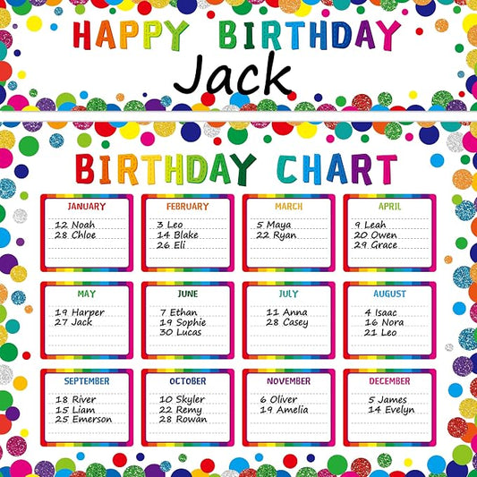 2 PCS Classroom Birthday Chart by VANTASII