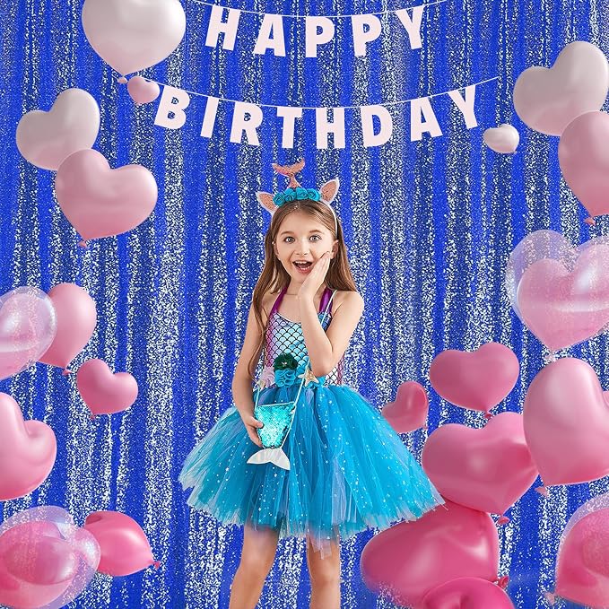 2×8FT-2PCS Royal Blue Sequin Backdrop Curtains Panels, Photography Backdrop - Image 7