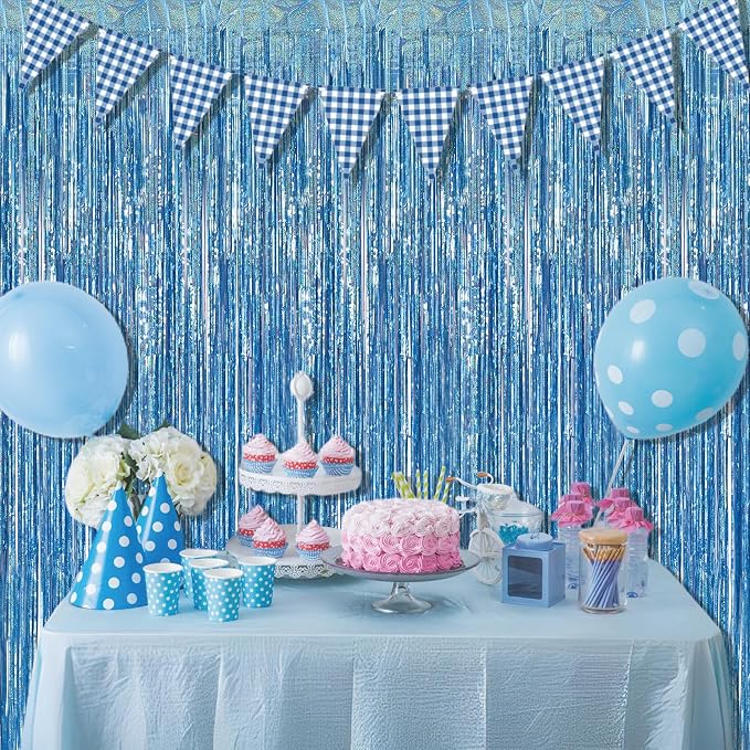 BRAVESHINE Light Blue Streamers Party Backdrop - Image 5