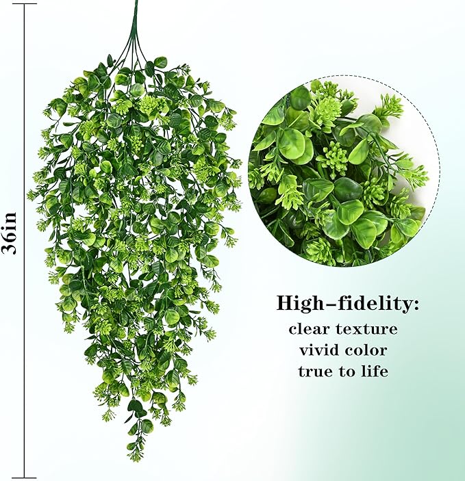 4Pcs Fake Hanging Plants 3ft Fake Plants Vines Greenery | UV Resistant Fake - Image 3
