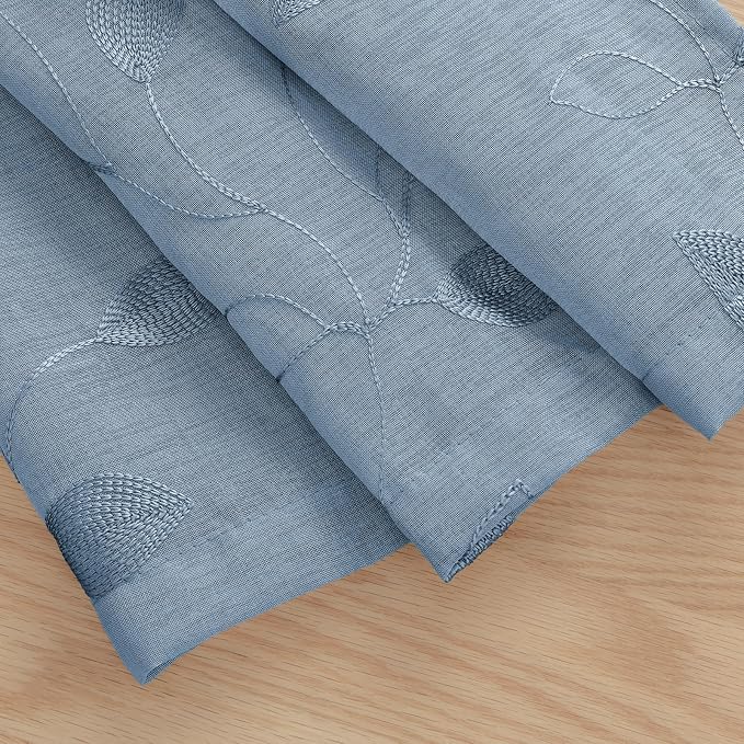 HOMEIDEAS Stone Blue Sheer Kitchen Curtains 30 X 36 Inch Length 2 Panels - Image 4