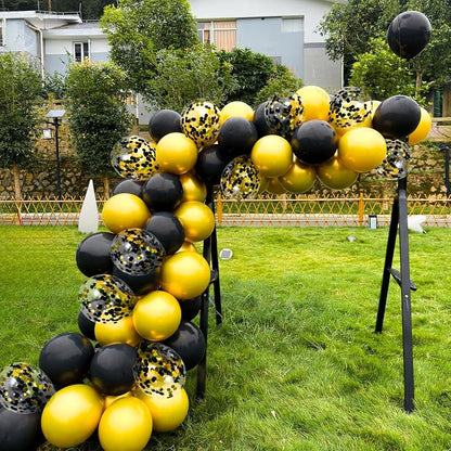 Firomi Metallic Chrome Gold Black Balloons 12 Inch 70 pack | Latex Black and - Image 3