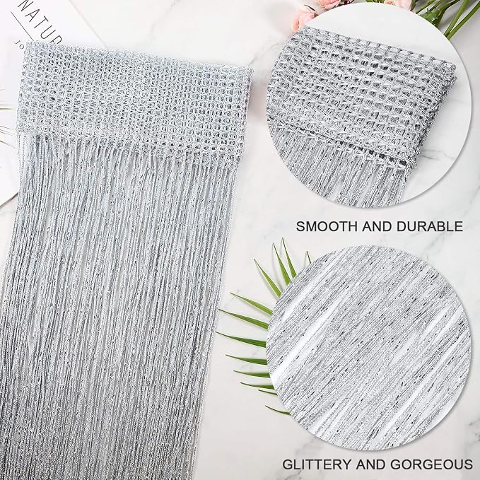 WILLBOND 4 Pcs String Curtains Glitter Fringe Curtains - Image 3