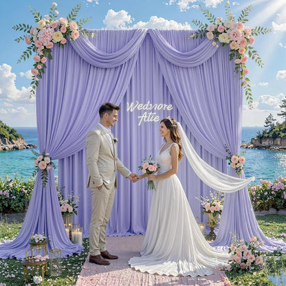 10 ft x 10 ft Wrinkle Free Lavender Backdrop Curtain - Image 8