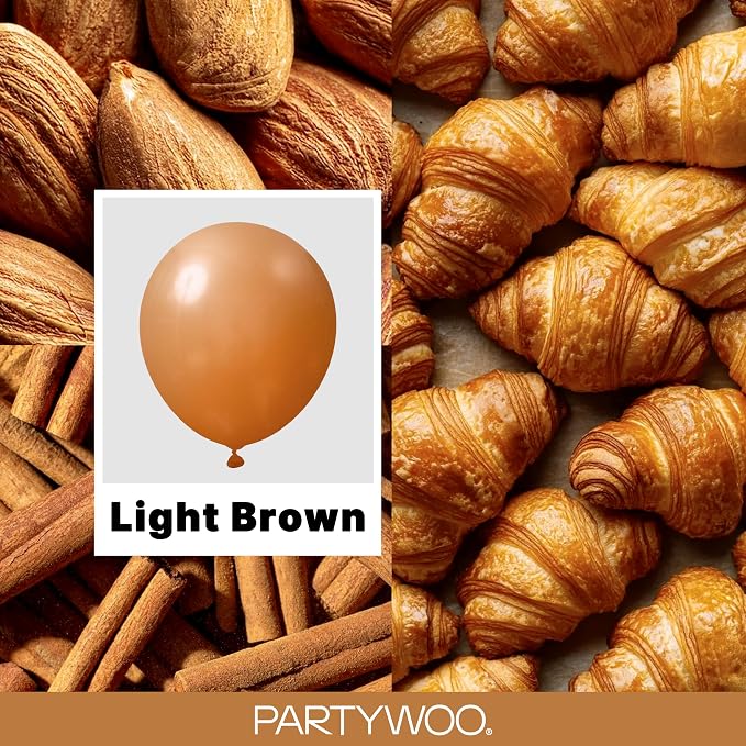 PartyWoo Boho Neutral Light Brown Balloons 140pcs Coffee Color | 18 12 10 5 - Image 2