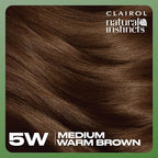 Clairol Natural Instincts Demi-Permanent Hair Dye, 5W Medium Warm Brown Hair Color, Pack of 3