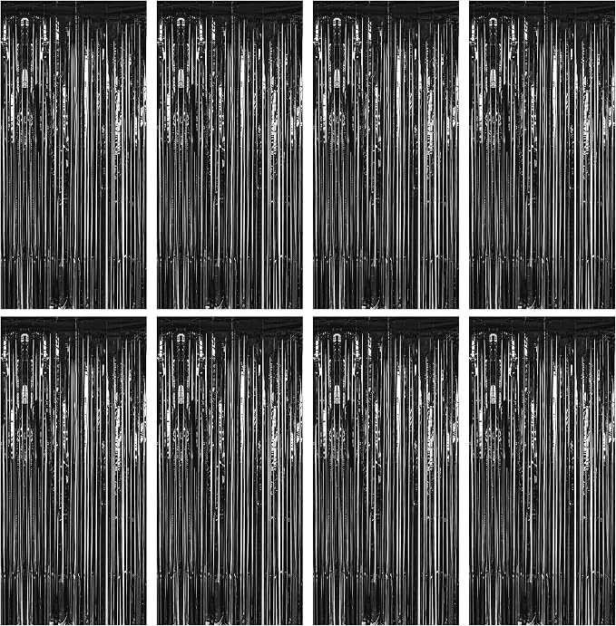 ZATAYE 8 Pack Black Halloween Foil Curtain Streamer Decorations | Black by ZATAYE