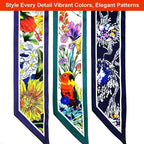 Skinny Scarf 3 Pack for Women – Bag Scarf, Silk Hair Scarves (Original Prints, Premium Twill, 3 Designs)