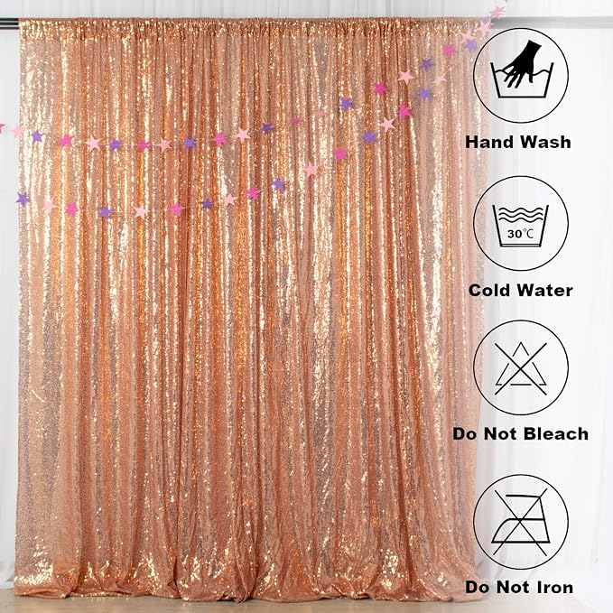 ShinyBeauty Rose Gold Sequin Backdrop 7FTx7FT | Photo Booth Backdrops, Wedding - Image 7