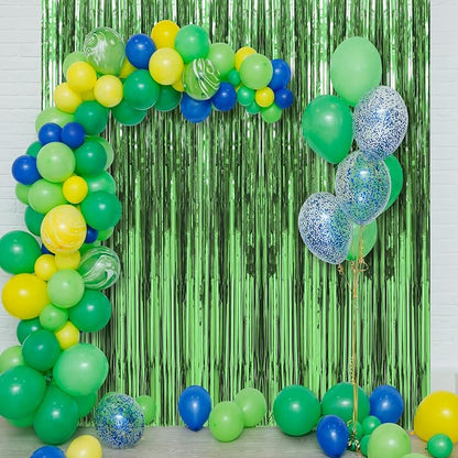Crosize 4 Pack Green Party Streamers Backdrop, 3.3 x 9.9 ft | Tinsel Foil - Image 5