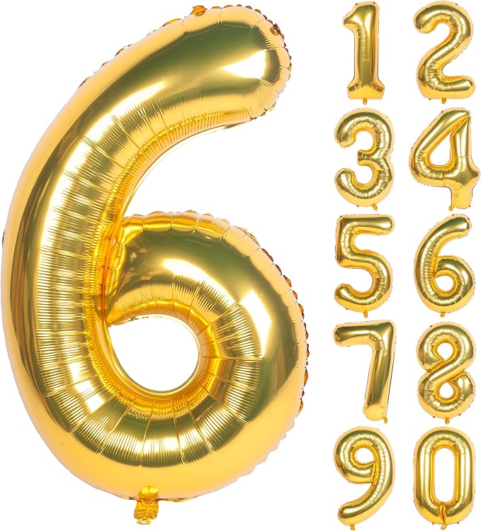 40In Large Gold Number Balloon 6 Aluminum Foil Mylar Big Number Balloon 0-9 | by Exquisitehighqualitypartydecorationstomeetyoureveryneed%EF%BC%81