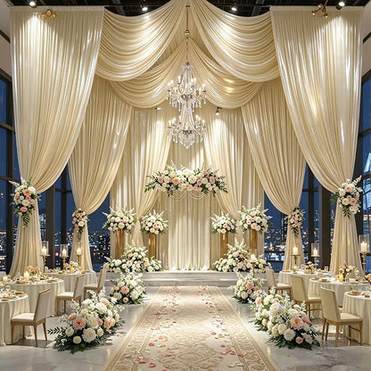 40x10ft Champagne Beige Glitter Backdrop Curtain - Image 4